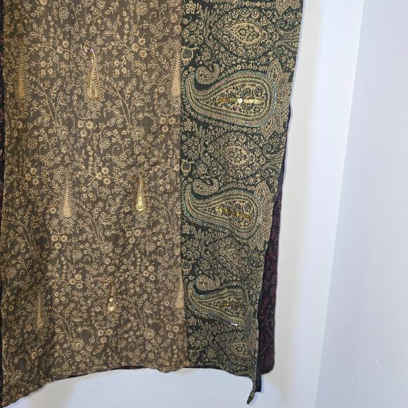 Brown Paisley Midi Skirt Womens L Wrap Forest Fairy Whimsical Gypsy Boho - Picture 5 of 8